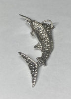 Sterling Silver and Genuine 0.02 carat Diamond 2 Inch Marlin Fish Pendant