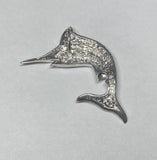 Sterling Silver and Genuine 0.02 carat Diamond 2.12" Marlin Fish Pendant