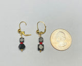 Vintage Estate Sale 14 Karat Yellow Gold and Genuine Azabache Jet Leverback Earrings