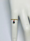 14 Karat Yellow Gold and Genuine 4mm Azabache Jet and Coral Girls/Ladies Ring