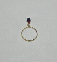 10 Karat Yellow Gold and Genuine 4mm Azabache Jet and Coral Girls/Ladies Ring