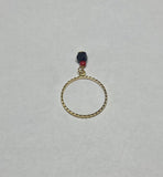 10 Karat Yellow Gold and Genuine 4mm Azabache Jet and Coral Girls/Ladies Ring