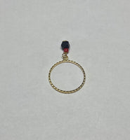 14 Karat Yellow Gold and Genuine 4mm Azabache Jet and Coral Girls/Ladies Ring