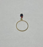 14 Karat Yellow Gold and Genuine 4mm Azabache Jet and Coral Girls/Ladies Ring