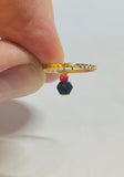 10 Karat Yellow Gold and Genuine 4mm Azabache Jet and Coral Girls/Ladies Ring