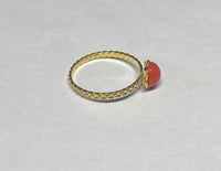 10 Karat Yellow Gold and 5mm Simulated Coral Girls/Ladies Ring