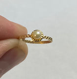 10 Karat Yellow Gold and 4mm Genuine Freshwater Pearl Girls/Ladies Ring