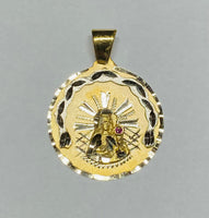 14 Karat Yellow Gold with Rhodium Saint Barbara "Santa Barbara" 25.5mm (1.00") Round Medal