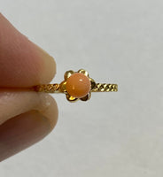 10 Karat Yellow Gold and 4mm Genuine Pink Coral Girls/Ladies Daisy Ring