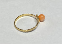 10 Karat Yellow Gold and 4mm Genuine Pink Coral Girls/Ladies Daisy Ring