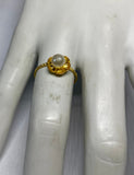 14 Karat Yellow Gold and Genuine 6mm Round Freshwater Pearl Ring