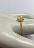 14 Karat Yellow Gold and Genuine 6mm Round Freshwater Pearl Ring