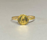 14 Karat Yellow Gold Our Lady of Charity "Caridad del Cobre" Anillo de Medallita 8mm Medal Ring