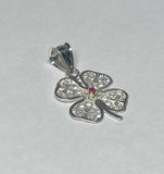 Sterling Silver and 14 Karat Yellow Gold Four Leaf Clover Pendant with Genuine Ruby