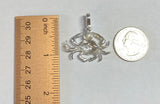 Sterling Silver & Genuine 6mm Freshwater Pearl Crab Pendant with Textured Finish