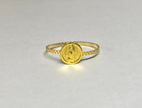 14 Karat Yellow Gold Our Lady of Guadalupe "Virgen de Guadalupe" Anillo de Medallita 8mm Medal Ring