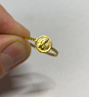 14K Yellow Gold San Lazaro "Anillo de Medallita" 8mm Medal Ring