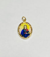 Vintage NOS 10K Enameled Saint Lucy "Santa Lucia" 17mm x 13mm Oval Medal