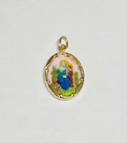 Vintage NOS 10K Enameled Saint Anne "Santa Ana" 17mm x 13mm Oval Medal