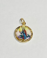 Vintage NOS 10K Yellow Gold Enameled Saint Martha "Santa Marta" 12.8mm Medal