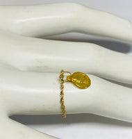 14 Karat Yellow Gold Rope Band Ring with 14K 8mm Saint Medal "Anillo de Medallita"