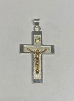 Sterling Silver & 14 Karat Yellow Gold Crucifix INRI Pendant