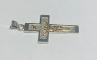 Sterling Silver & 14 Karat Yellow Gold Crucifix INRI Pendant