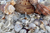 Sterling Silver and Genuine 6mm Tiger's Eye Crab Pendant with Textured Finish