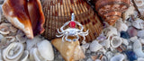 Sterling Silver and Genuine Coral Crab Pendant