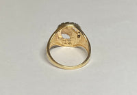 10 Karat Yellow Gold & Genuine 0.28 Carat TW Diamond Horseshoe w/Horse Western Ring