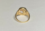 10 Karat Yellow Gold & Genuine 0.28 Carat TW Diamond Horseshoe w/Horse Western Ring