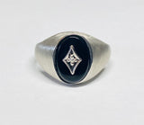 Sterling Silver & 14K White Gold Genuine Diamond Rhomboid Onyx Man's Ring