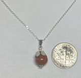 Sterling Silver 8mm Goldstone Venturina Bead Pendant with Chain