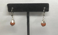 Sterling Silver 8mm Goldstone Venturina Beads Shell Design Leverback Earrings