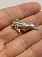 Sterling Silver and Genuine Diamond Bull Dolphin "Mahi-Mahi" Fish Pendant