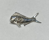 Sterling Silver and Genuine Diamond Bull Dolphin "Mahi-Mahi" Fish Pendant