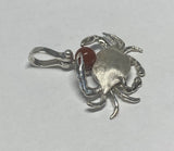 Sterling Silver & Genuine 6mm Carnelian Crab Pendant with Textured Finish