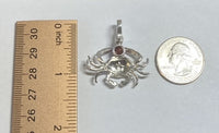 Sterling Silver & Genuine 6mm Carnelian Crab Pendant with Textured Finish