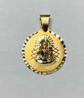 Special Order 14 Karat Yellow Gold Santa Barbara 21mm Medal with Bezel and Genuine Ruby