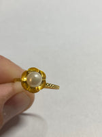 14 Karat Yellow Gold and Genuine 6mm Round Freshwater Pearl Ring