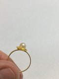 14 Karat Yellow Gold and Genuine 6mm Round Freshwater Pearl Ring