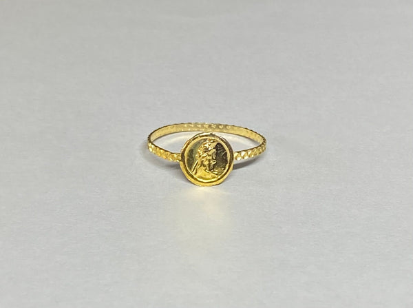 14K Yellow Gold San Lazaro "Anillo de Medallita" 8mm Medal Ring