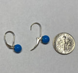 Sterling Silver 6mm Dyed Turquoise Beads Lever Back Earrings