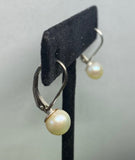 Sterling Silver Genuine 7mm Freshwater Pearls Lever Back Earrings