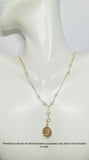 14 Karat Yellow Gold and Genuine 3.5mm Freshwater Pearls Add-A-Charm Curb Link Necklace