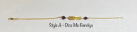 10 Karat Yellow Gold Dios Me Bendiga or God Bless Me Genuine Azabache Jet-Coral Curb Link 6 1/2" Kids Bracelet