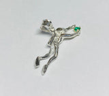 Sterling Silver and 14K Yellow Gold Scuba Diver Pendant with Genuine Gemstones (Emerald, Ruby or Sapphire)