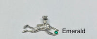 Sterling Silver and 14K Yellow Gold Scuba Diver Pendant with Genuine Gemstones (Emerald, Ruby or Sapphire)