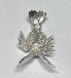 Sterling Silver and Genuine Ruby 3-dimensional Lobster Slide Pendant