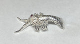 Sterling Silver and Genuine Ruby 3-dimensional Lobster Slide Pendant